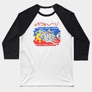 Tribal line Art Fish / Baybayin word Sanghaya (Dignity) Baseball T-Shirt